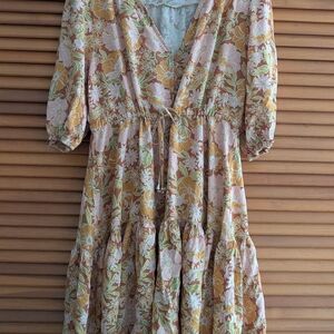 Petal & Pup Floral Long Sleeve Dress - Yellow and Green